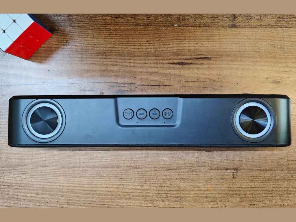 Close-up of the control buttons on the GOVO Gosurround 220 Soundbar