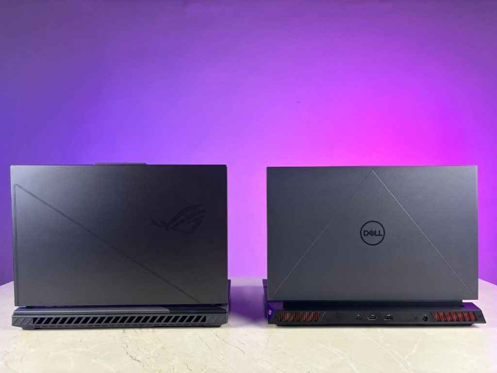 Dell G15 Vs ASUS Strix G16 Comparison Review: Laptops Sitting Lid Facing The Camera