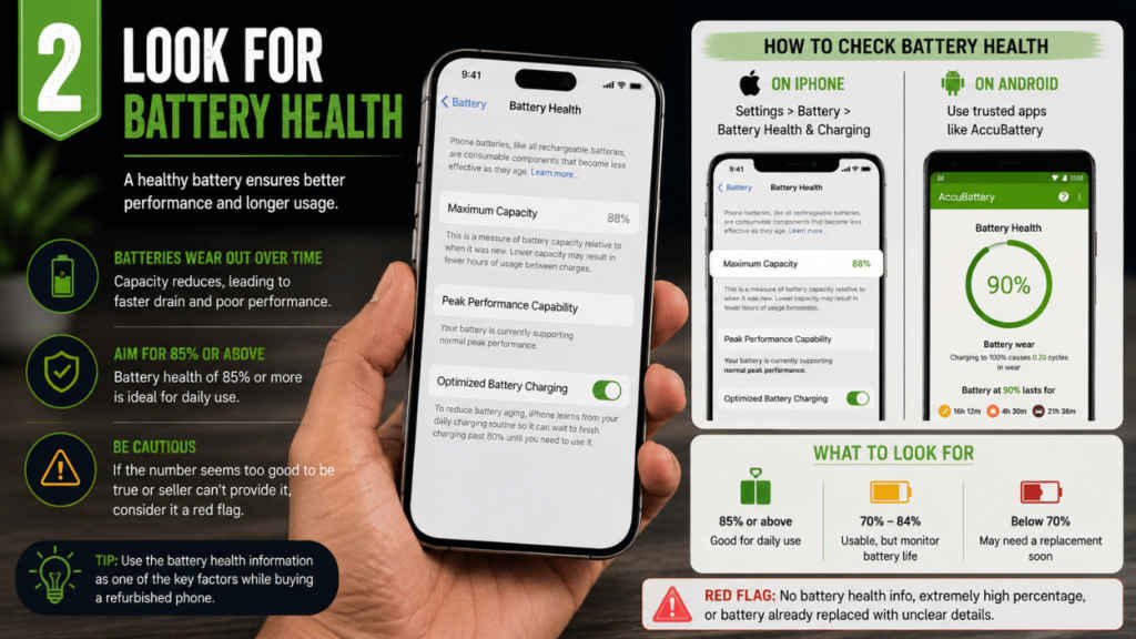 2. Look for battery health