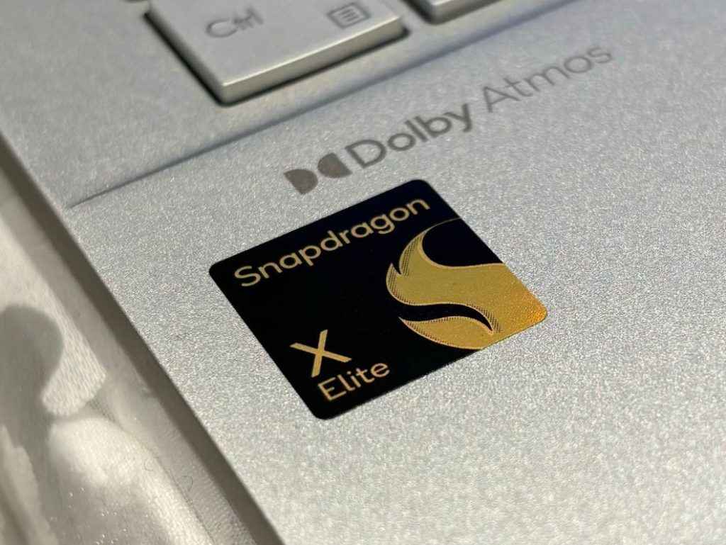 ASUS Vivobook S15 X Elite Laptop First Impressions - Close up of Qualcomm Snapdragon X Elite and Dolby Atmos branding on the laptop