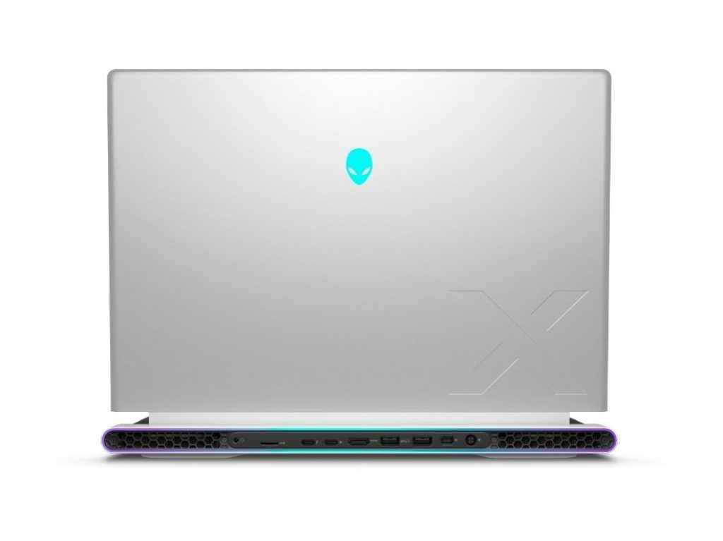 Alienware X16 R1 Review - Laptop Back View Showing its Lid with illuminated Alienware Logo