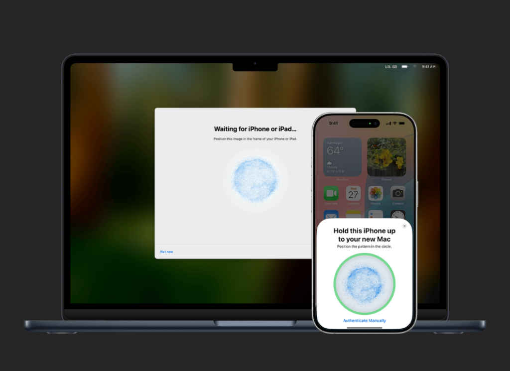 setup mac using IPHONE and IPAD - step 3 scan the pattern