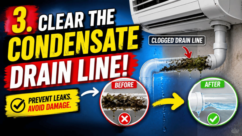 3. Clear the condensate AC drain line