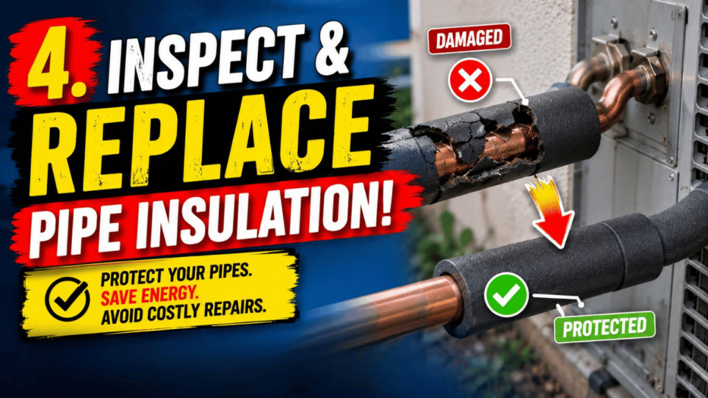 4. Inspect and replace pipe insulation