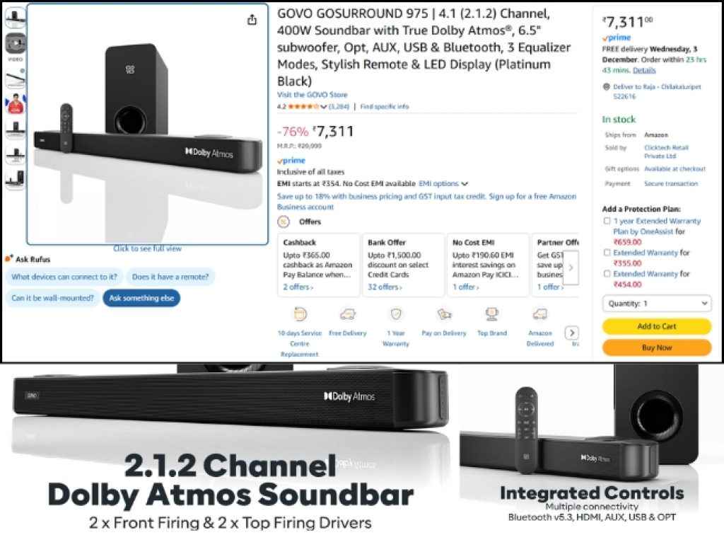 400W Dolby Atmos Soundbar deal