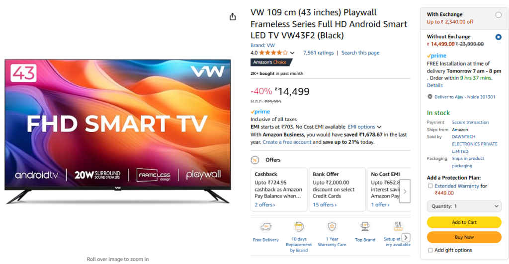 43 Inch Best Android Smart TV Deal