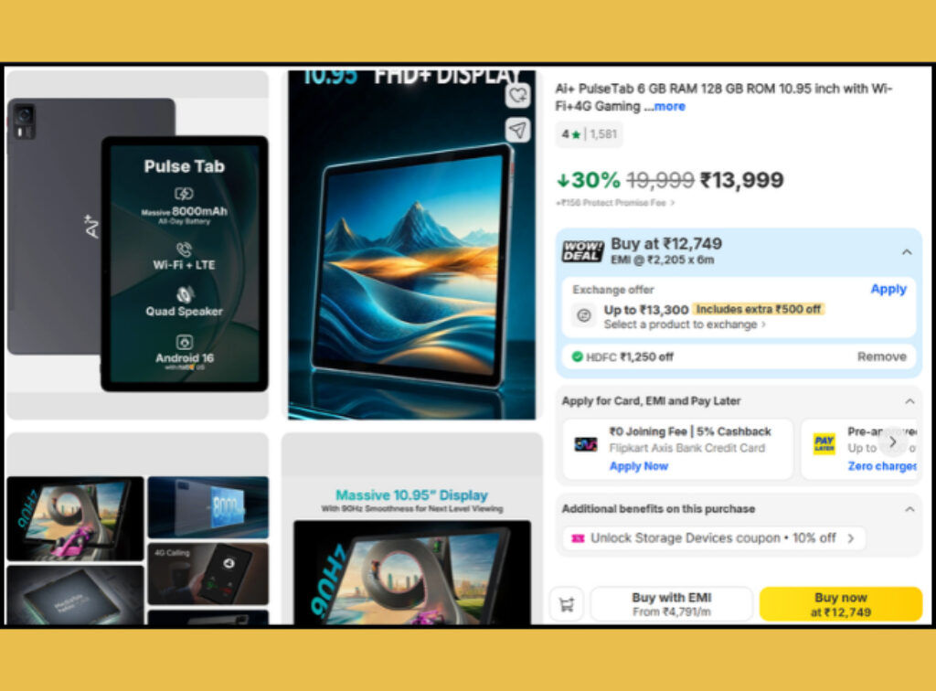 4G Tablet deal on flipkart sale