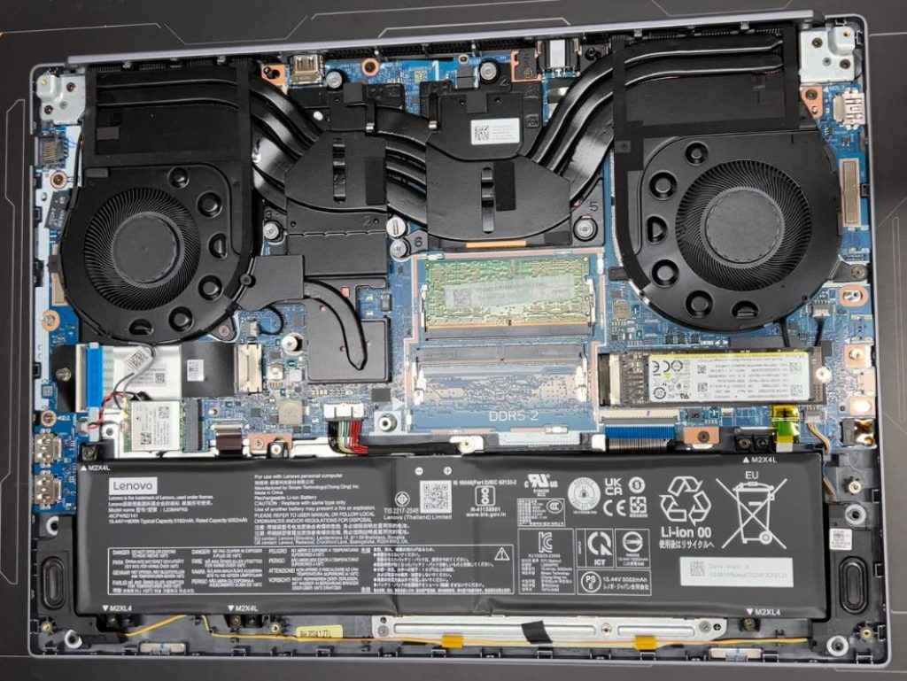 Lenovo Legion 5i Review: Laptop's Internals featuring one free ram slot one free sd card slot and upgradable wi-fi