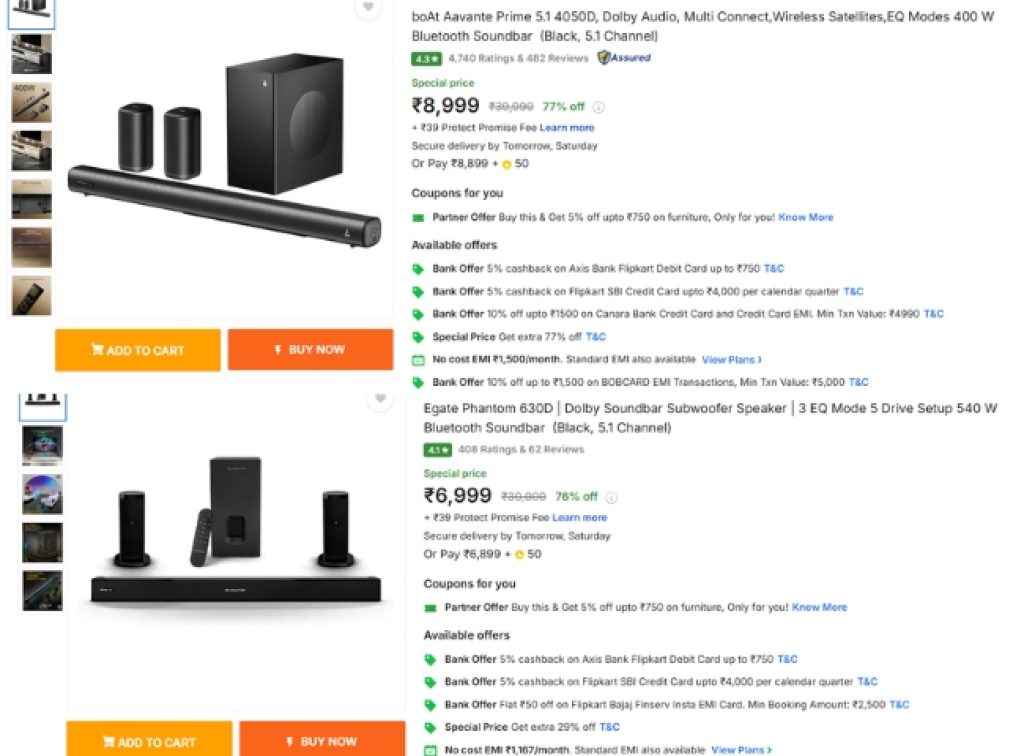 5.1 Dolby Audio Soundbar Deals on Flipkart