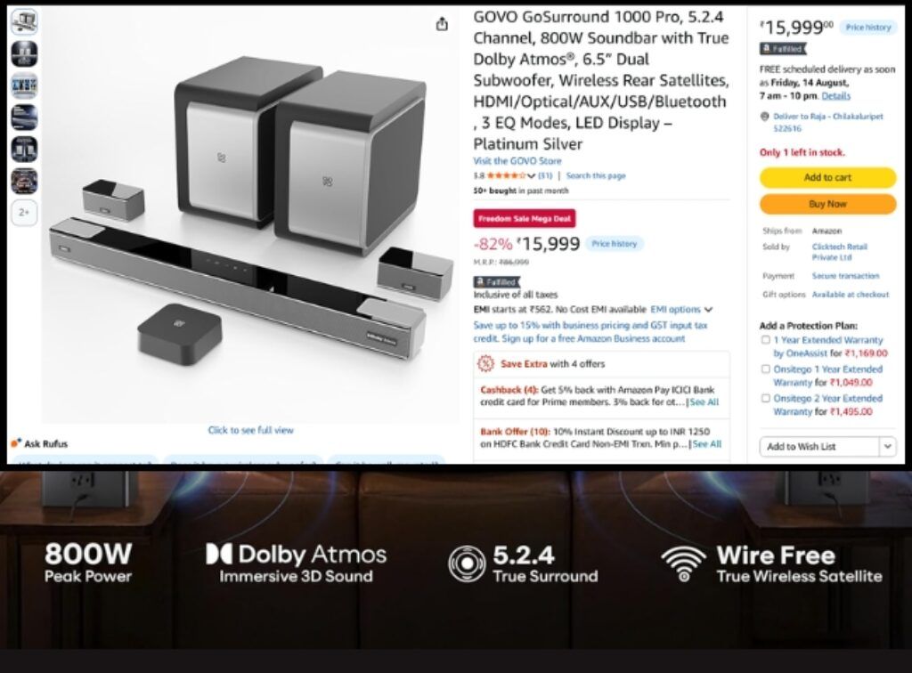 5.2.4 True Dolby Atmos soundbar offer on amazon great freedom sale