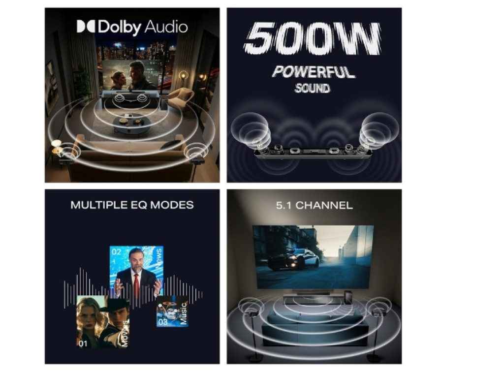 500w dolby audio soundbar speaker