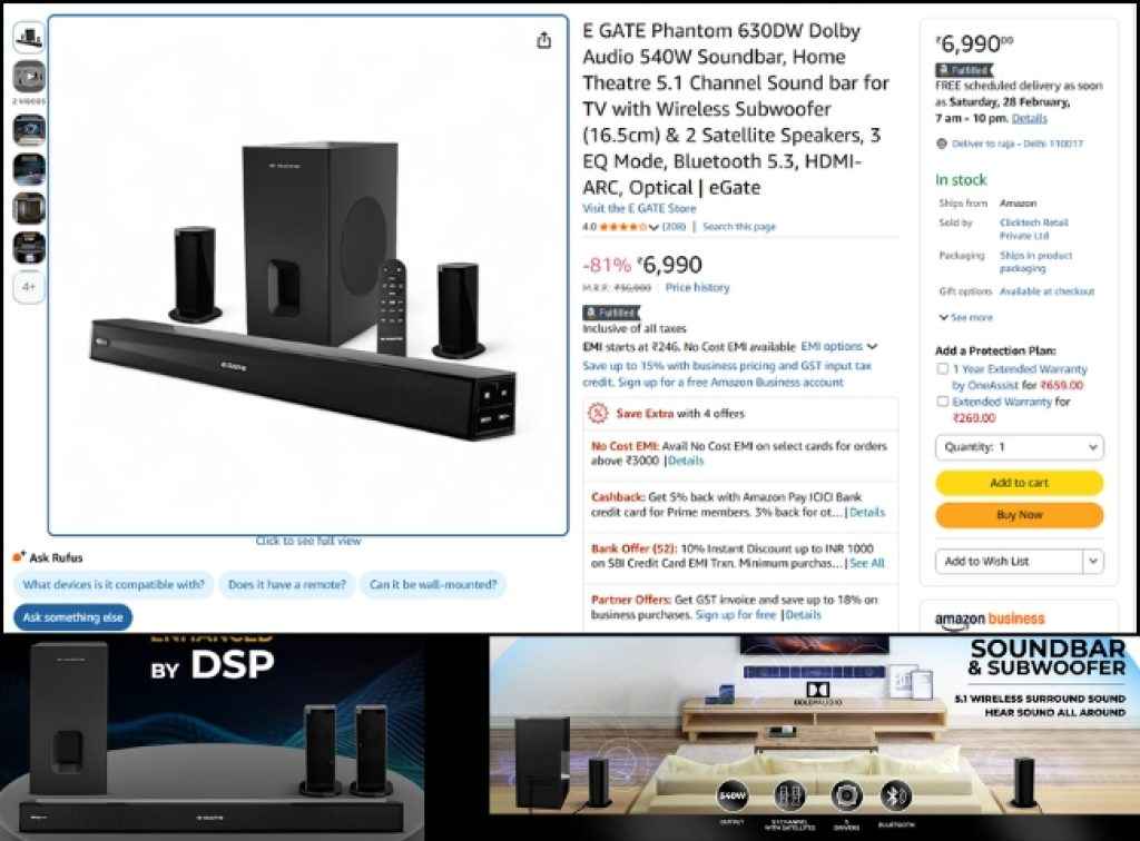 540W Dolby 5.1 soundbar deal on amazon