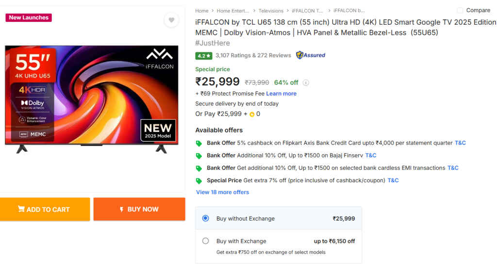 55 Inch 4K Smart TV Deal