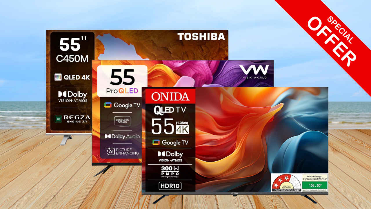 QLED Smart TVs: ಅಮೆಜಾನ್‌ನಲ್ಲಿ 55 ಇಂಚಿನ ಟಿವಿಗಳು ಕಡಿಮೆ ಬೆಲೆಗೆ ದೀಪಾವಳಿಯ ವಿಶೇಷ ಕೊಡುಗೆಯೊಂದಿಗೆ ಲಭ್ಯ!