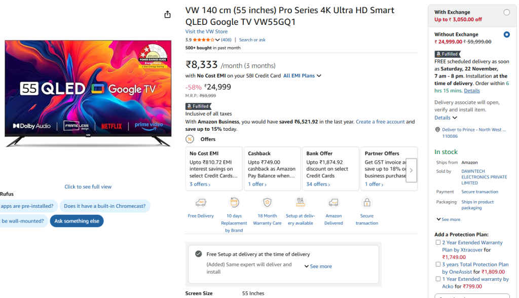 55 Inch VW 4K Smart TV