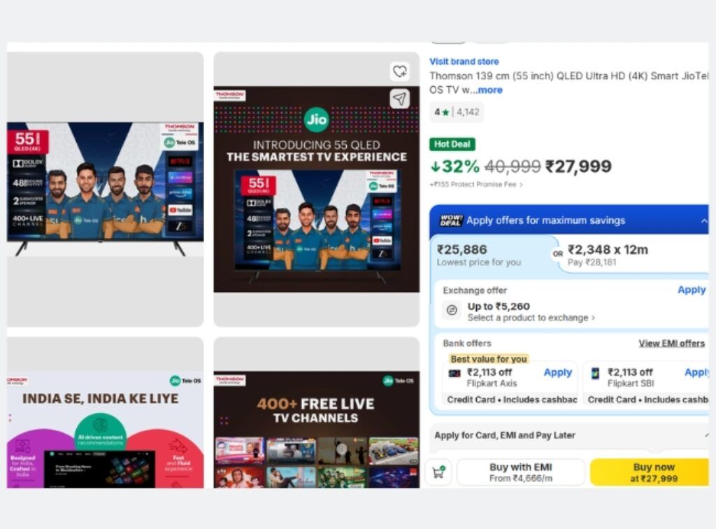 55 QLED Smart Tv Deal on flipkart