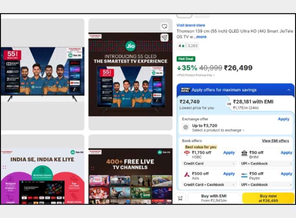 55 inch QLED Smart Tv deal on flipkart