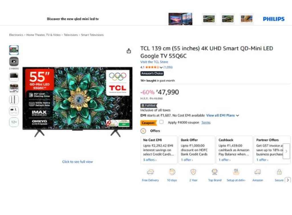 TCL 55-inch TV