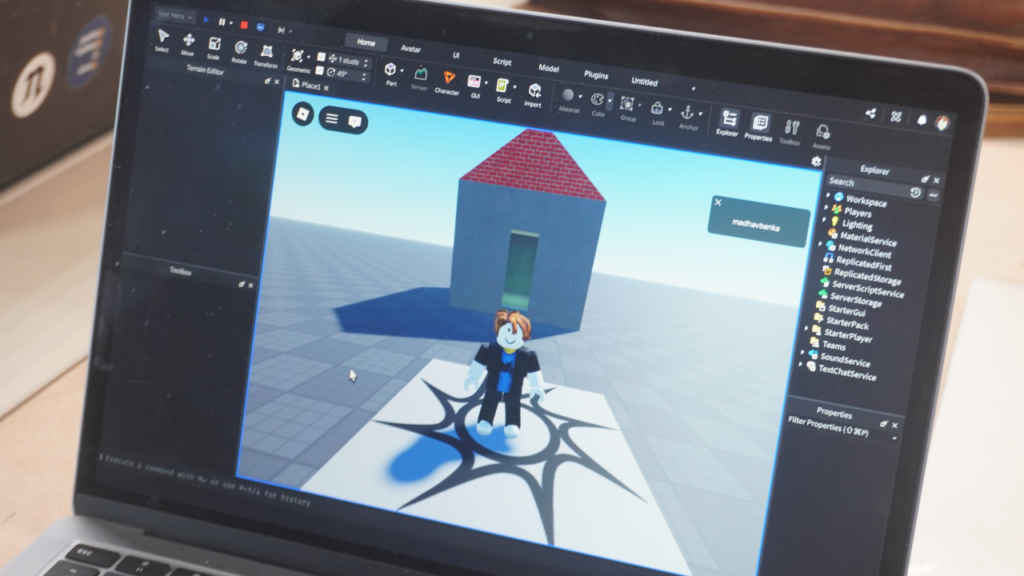Roblox creator running on a Macbook