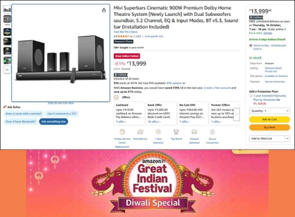 900W Dolby Soundbar Deal on Amazon Sale