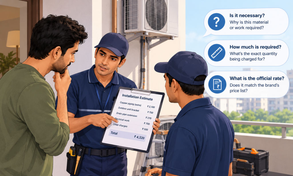 AC installation charges