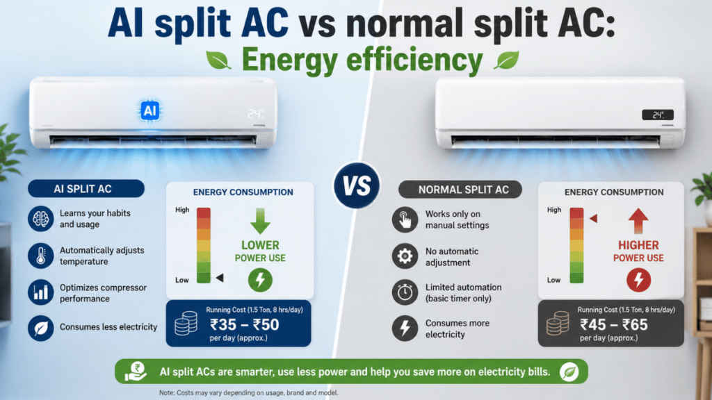 AI split AC vs normal split AC Energy efficiency