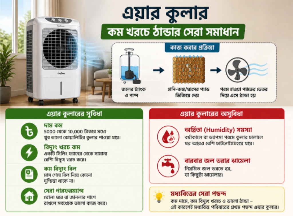 Air Cooler Vs Portable AC Price to cost and cooling