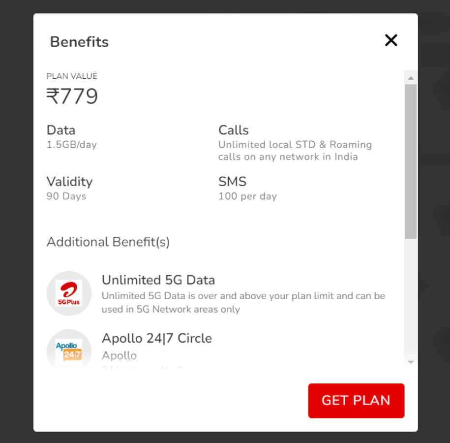 Airtel 779 Prepaid Plan