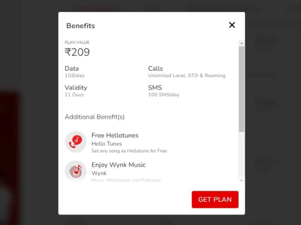 Airtel 209 Prepaid Plan