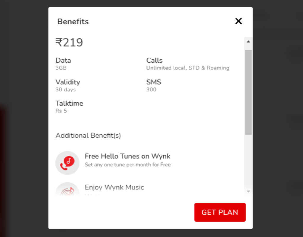 Airtel 30 days validity 219 Recharge Plan Details 2024