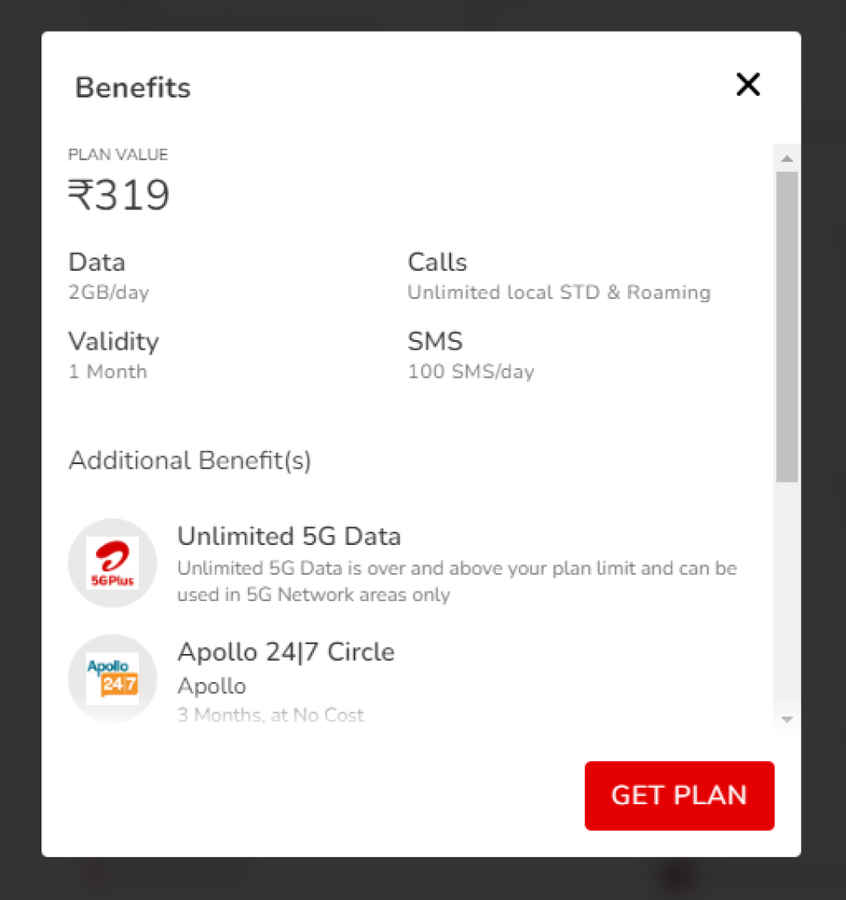 Airtel 319 ரூபாய் கொண்ட Prepaid Plan