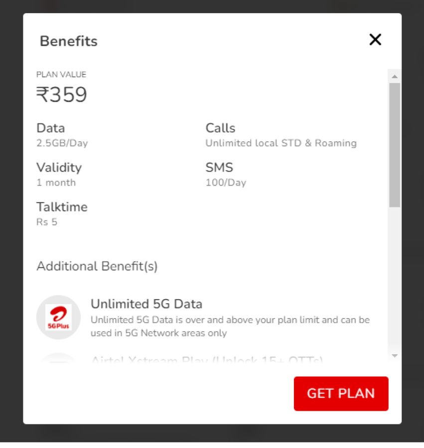 Airtel 359 recharge plan