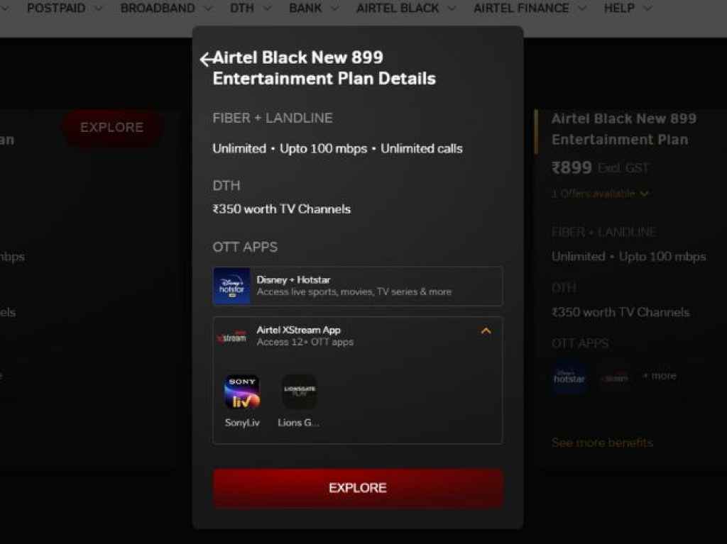 Airtel Black Rs 899 Plan