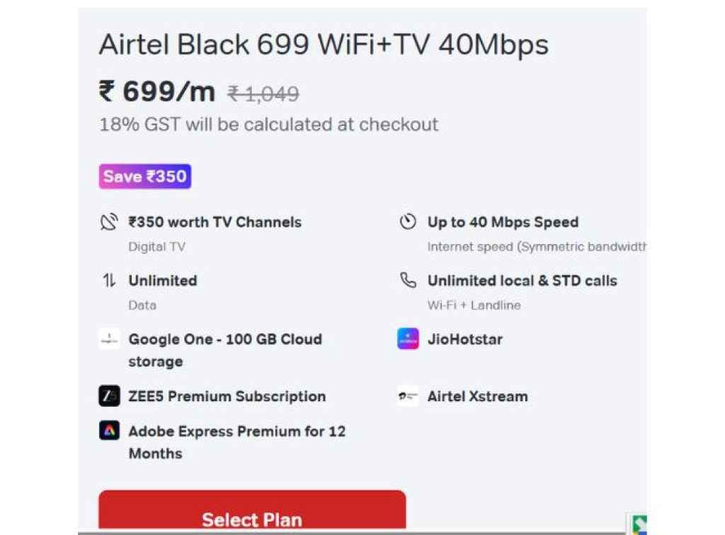 Airtel Black rs 699
