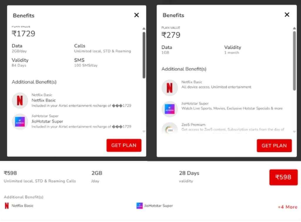 Airtel Free OTT Plans