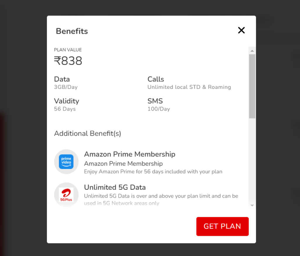 Airtel Plan Offer Free Prime Video 