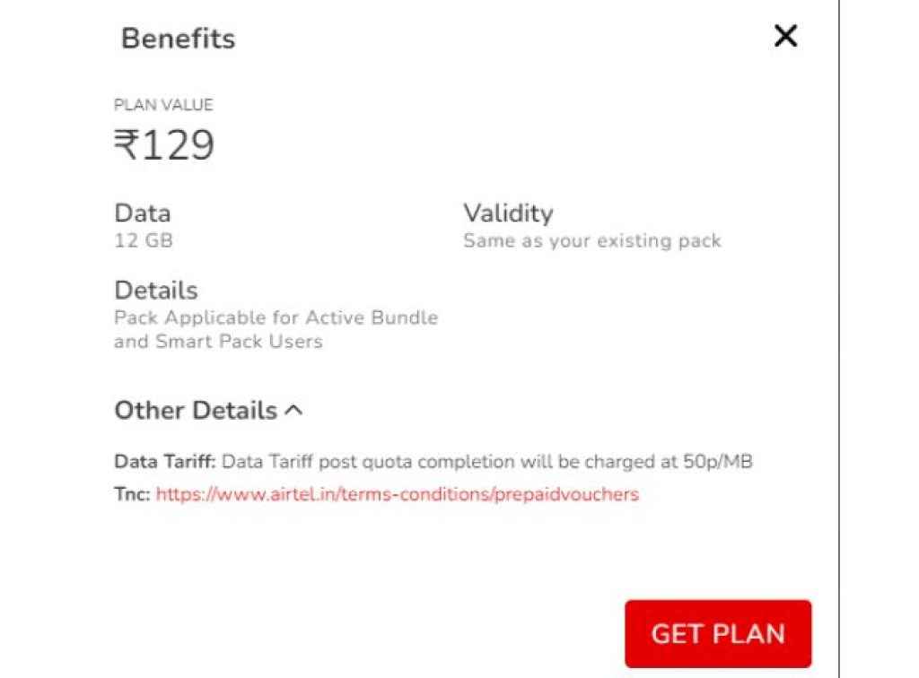 Airtel Rs 129 Plan