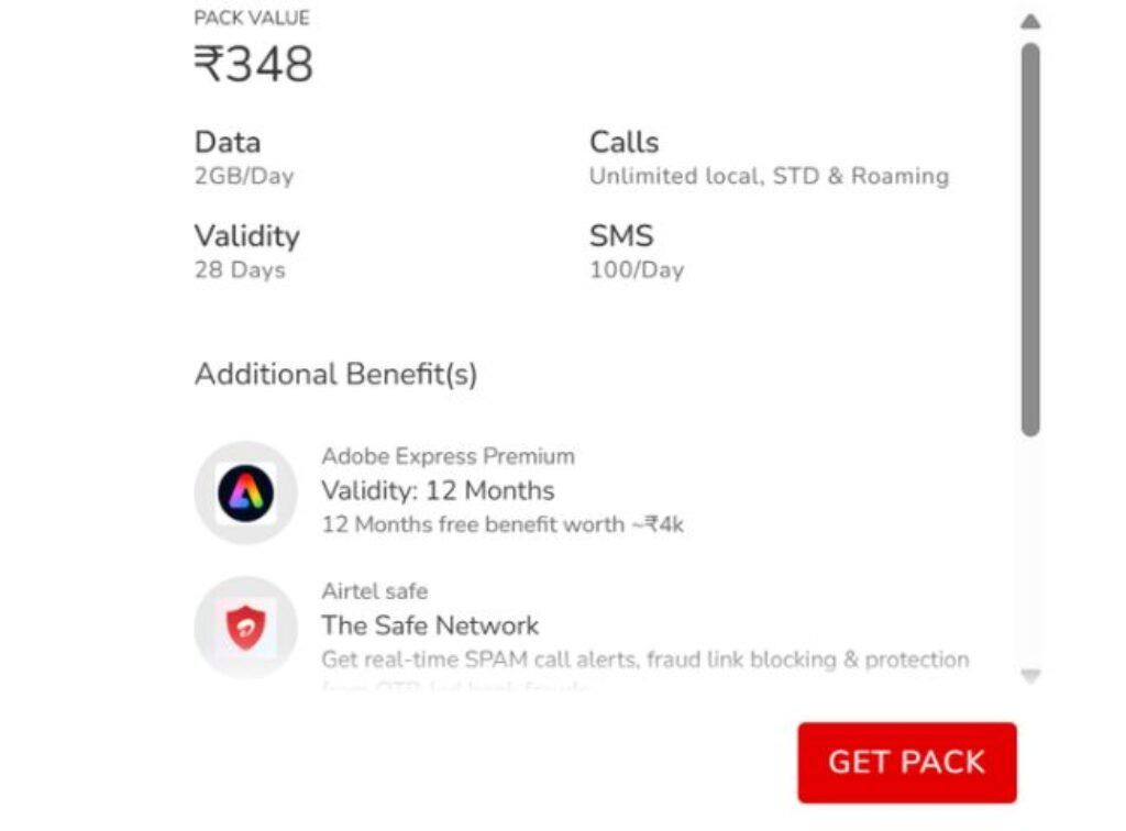 Airtel Rs 348 plan