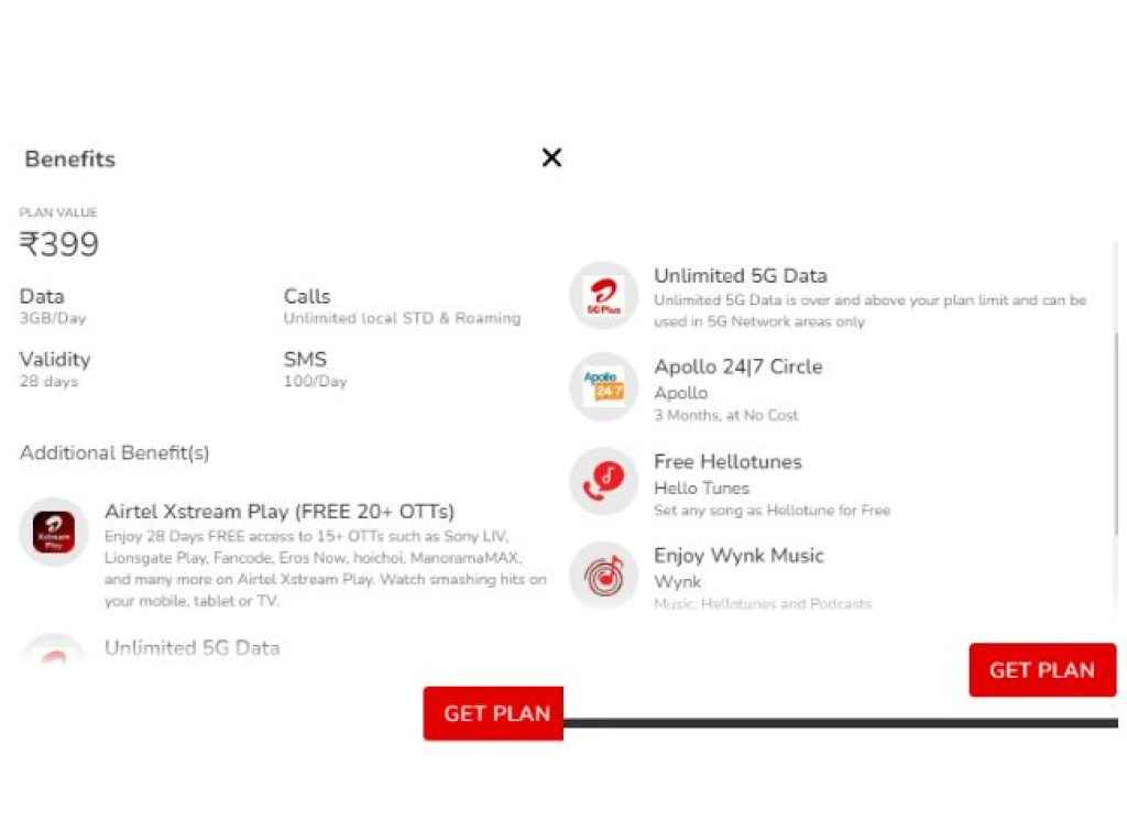 Airtel Rs 399 Prepaid Plan