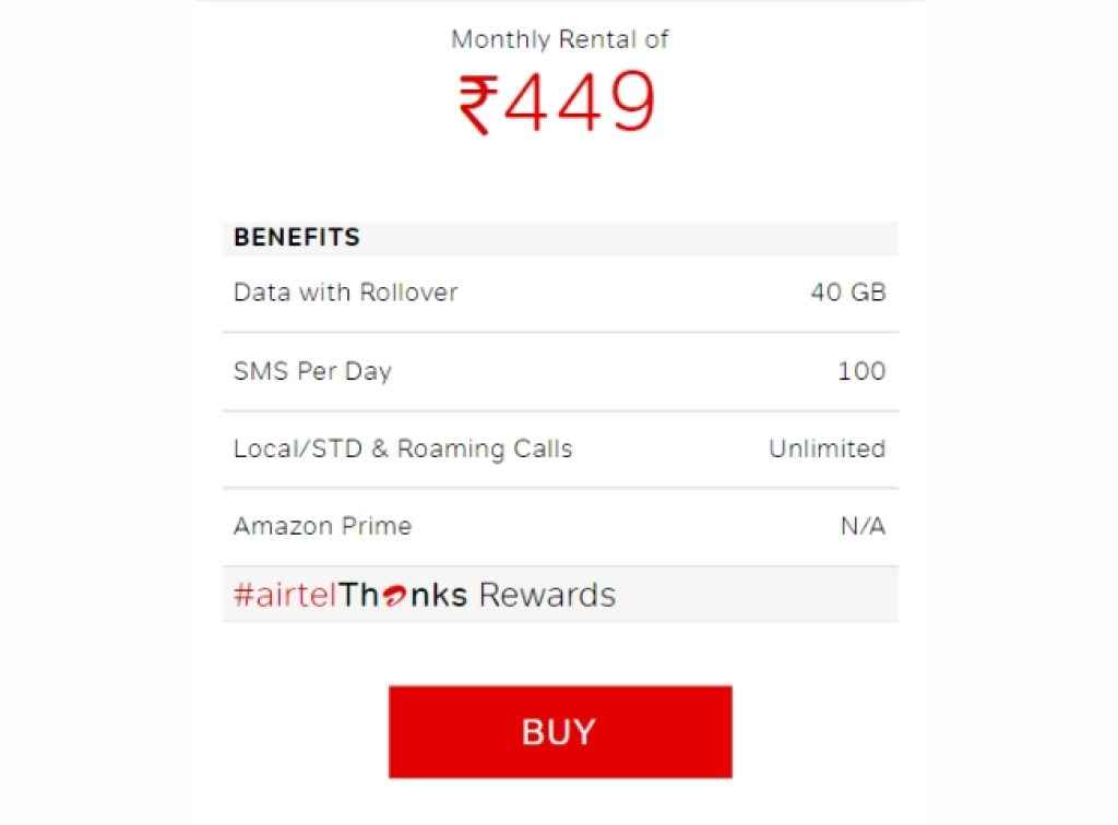 Airtel Rs 449 Postpaid Plan