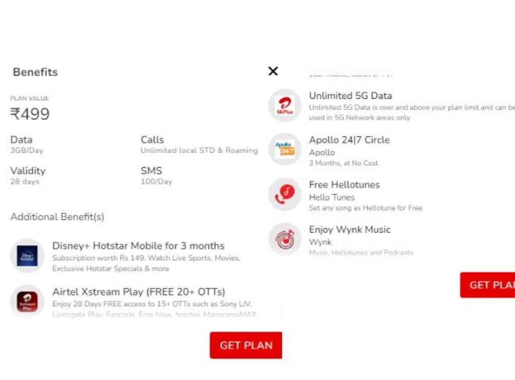 Airtel Rs 499 Prepaid Plan