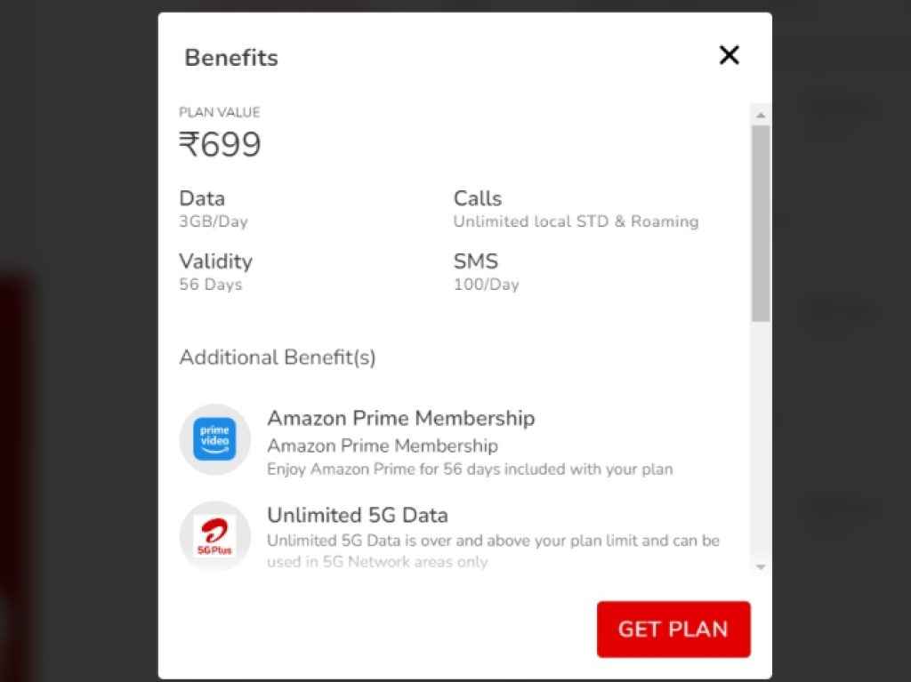 Airtel Rs 699 Prepaid Plan with Amazon Prime subscription