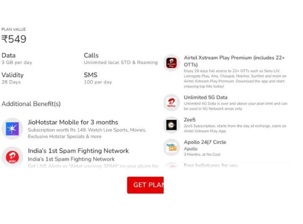 Jio vs Airtel rs 549