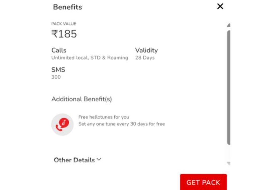 Airtel rs 185 plan