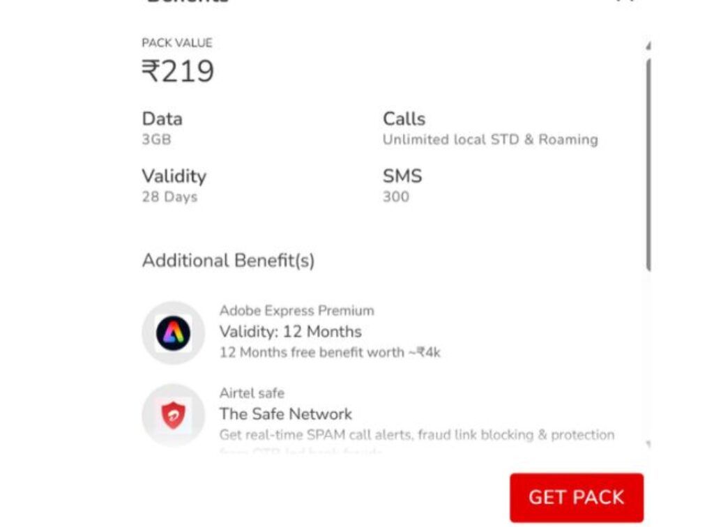 Airtel rs 219 plan