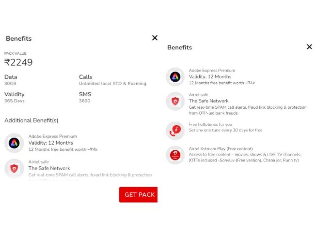 Airtel rs 2249