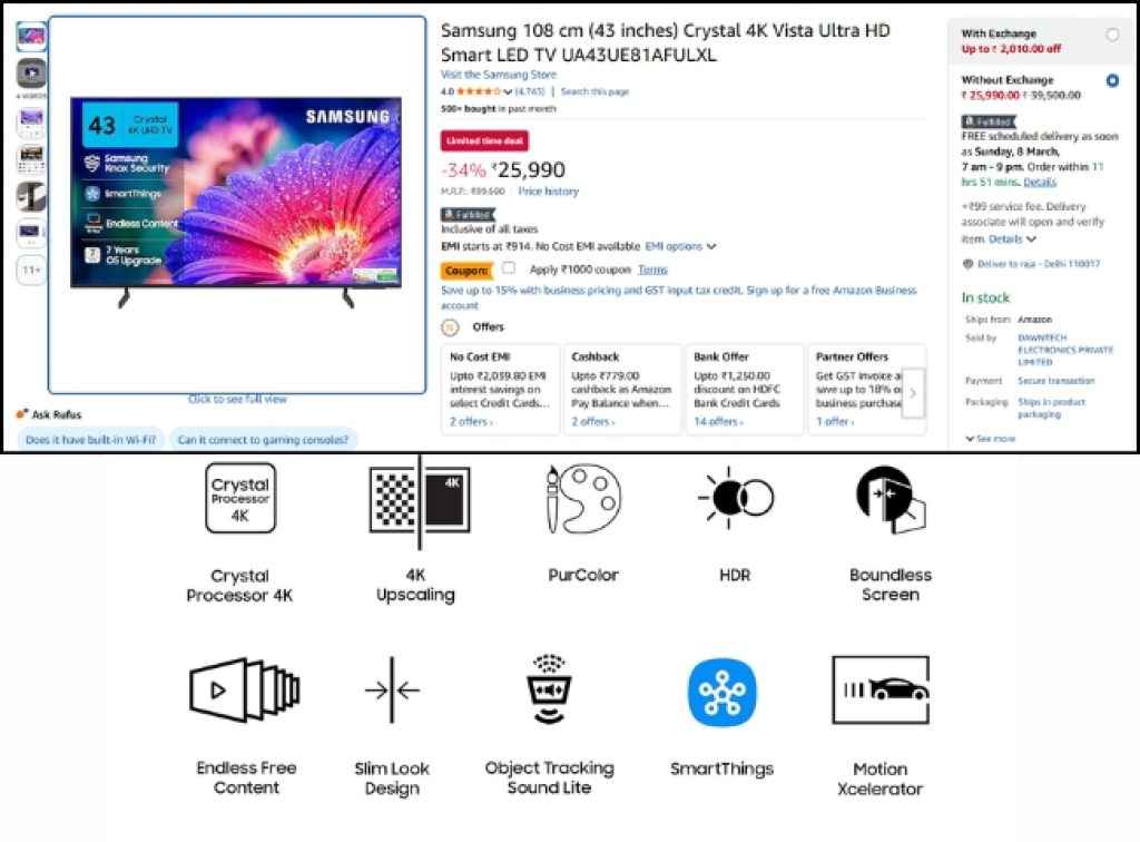 Amazon EPL Sale Samsung Smart Tv Deal