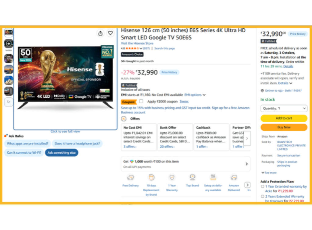 Amazon GIF Sale 50 inch smart tv deal