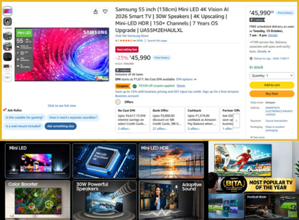 Amazon GIF Sale Samsung Mini LED smart tv deal