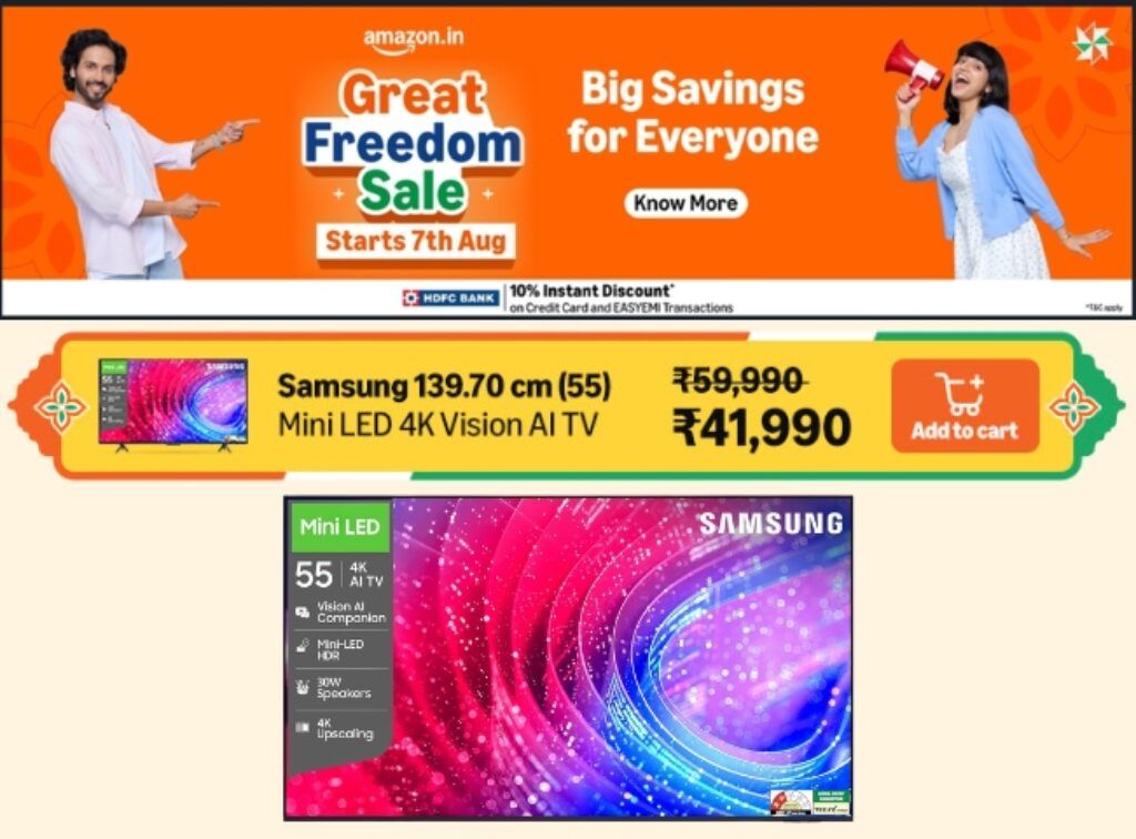 Amazon Great Freedom Sale Samsung smart tv deal